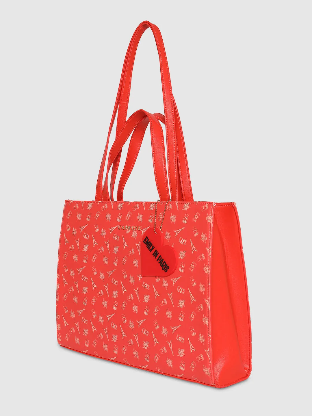 Caprese Emily In Paris Printed Red Tote Bag