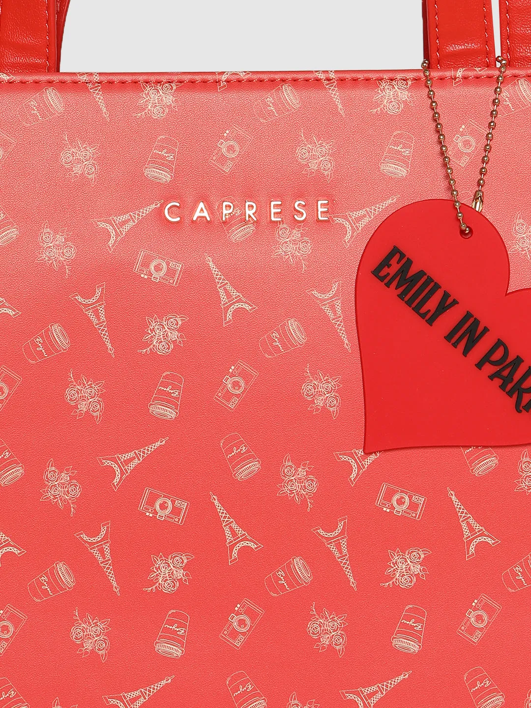Caprese Emily In Paris Printed Red Tote Bag