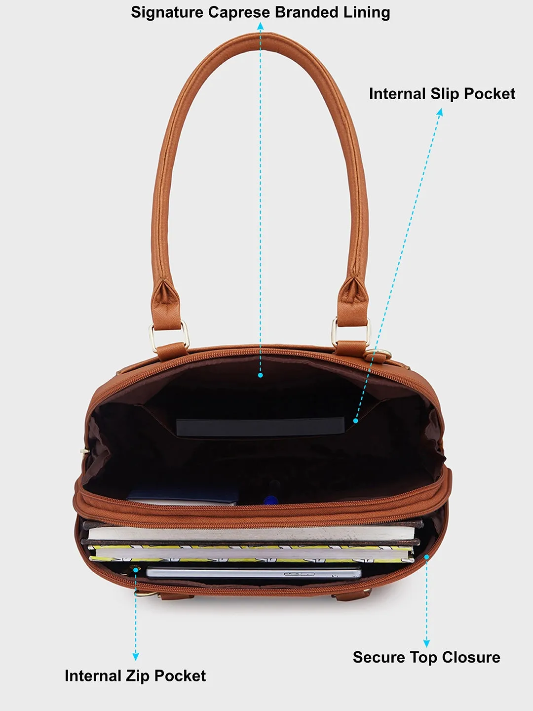 Caprese Montana Small Tan Satchel Bag