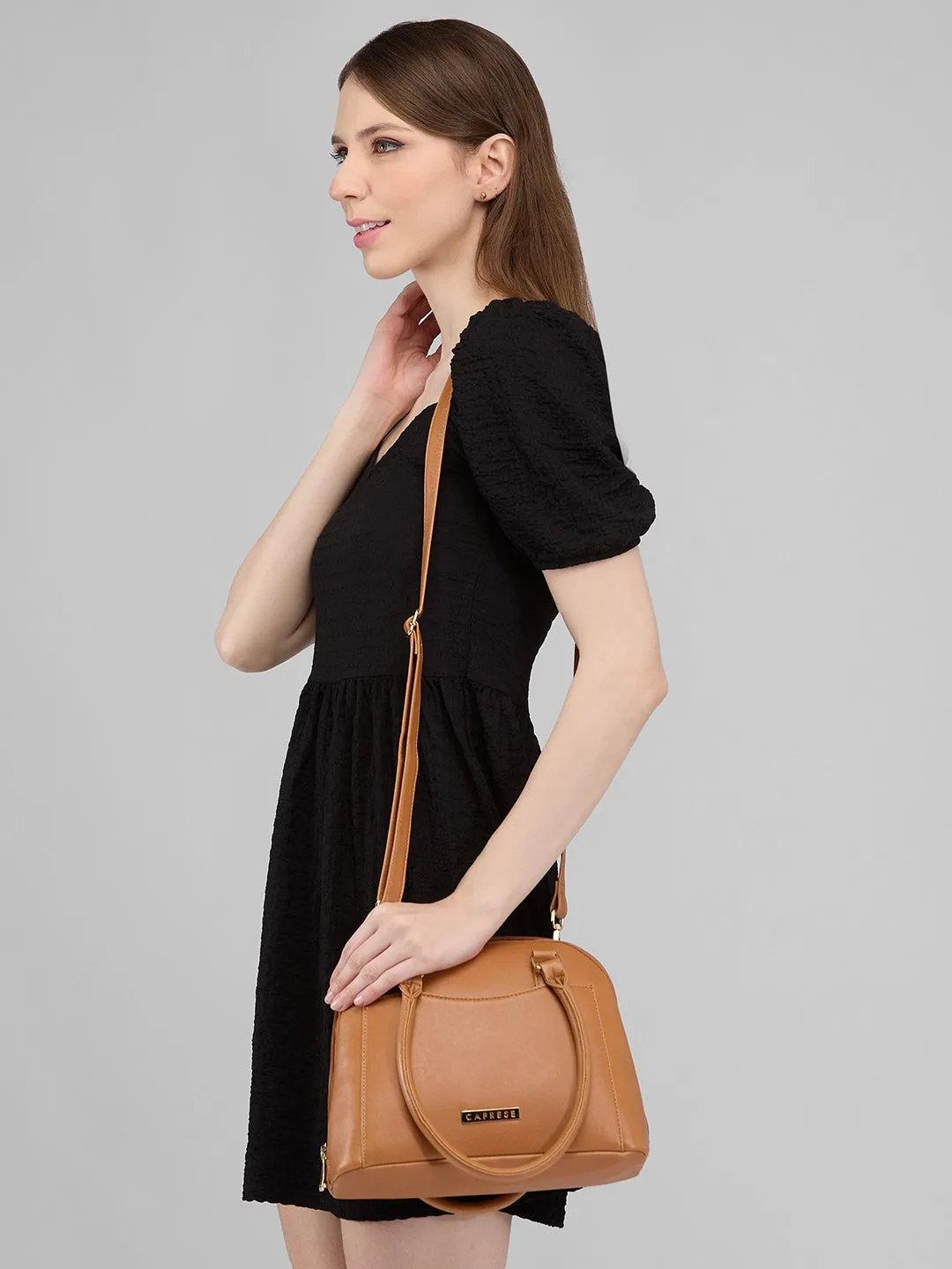 Caprese Montana Small Tan Satchel Bag