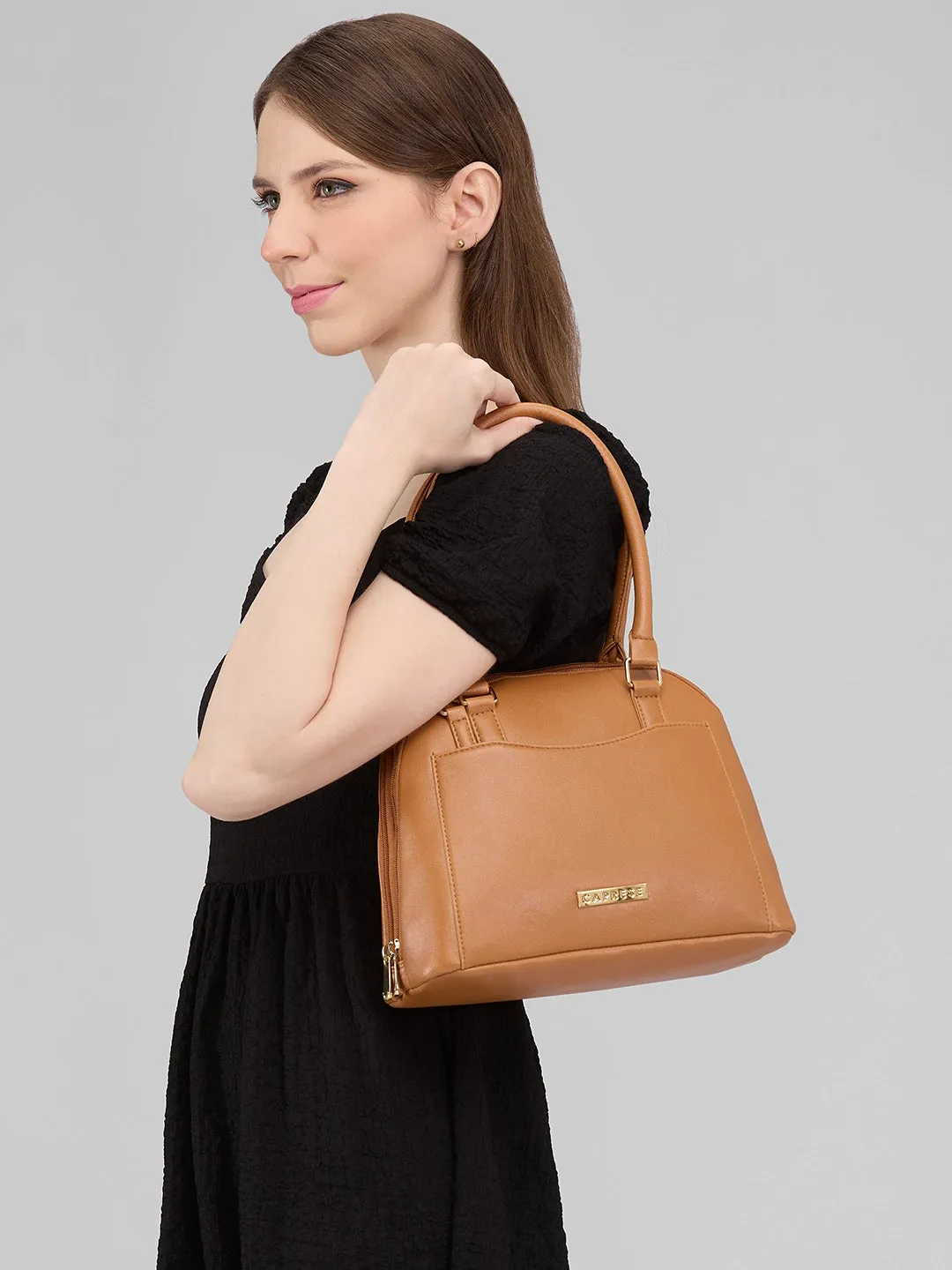 Caprese Montana Small Tan Satchel Bag