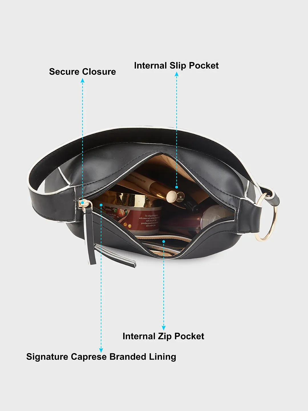Caprese Olbia Medium Black Hobo Bag