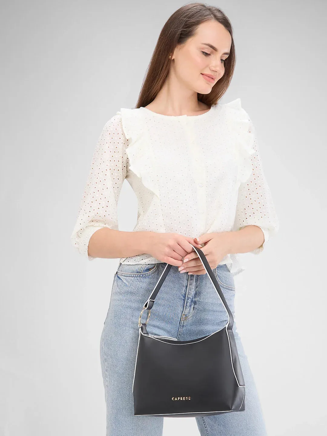 Caprese Olbia Medium Black Hobo Bag