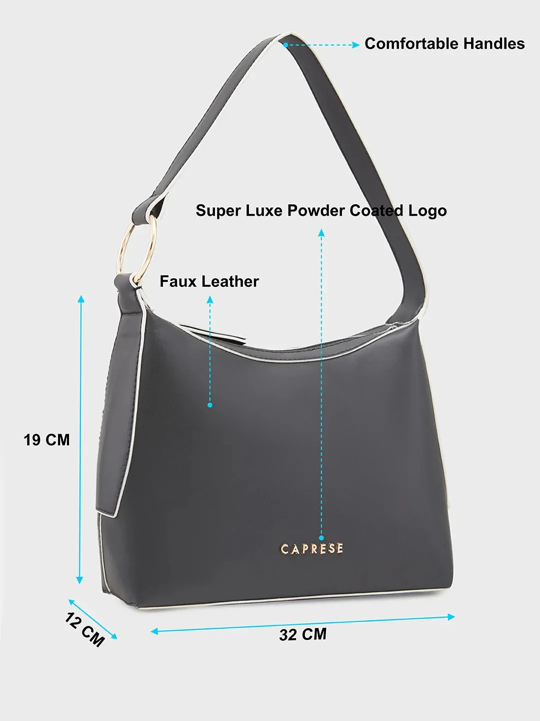 Caprese Olbia Medium Black Hobo Bag