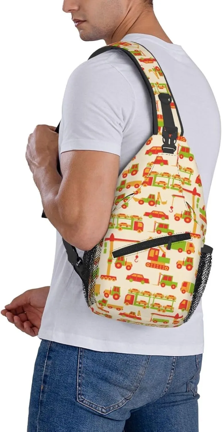 Cartoon Tool Car Chest Sling Bag Crossbody Shoulder Backpack Bag Gym Cycling Daypack Travel Hiking Cross Bag