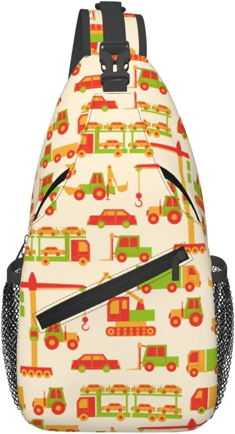 Cartoon Tool Car Chest Sling Bag Crossbody Shoulder Backpack Bag Gym Cycling Daypack Travel Hiking Cross Bag