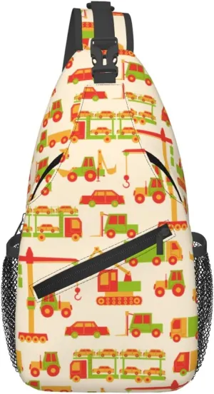 Cartoon Tool Car Chest Sling Bag Crossbody Shoulder Backpack Bag Gym Cycling Daypack Travel Hiking Cross Bag