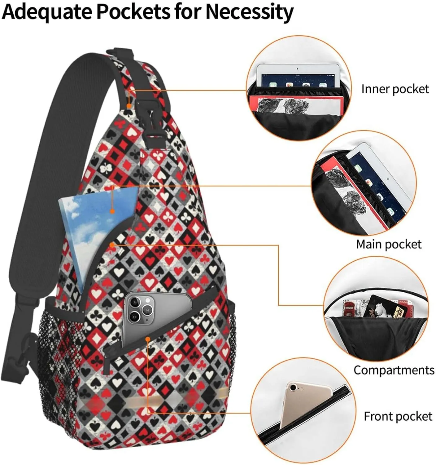 Carttoon Cat Crossbody Bag Chest Shoulder Bag Small Casual Backpack Suitable For Women Men Hiking