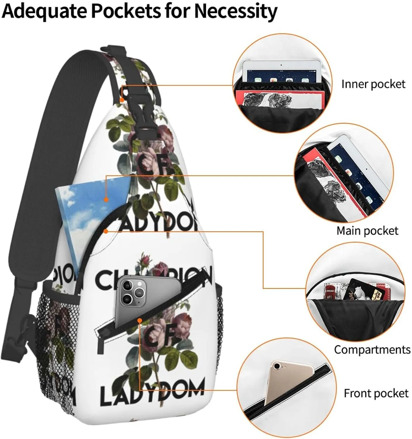 Champion Ladydom Chest Sling Bag Crossbody Shoulder Backpack Bag Gym Cycling Daypack Travel Hiking Cross Bag