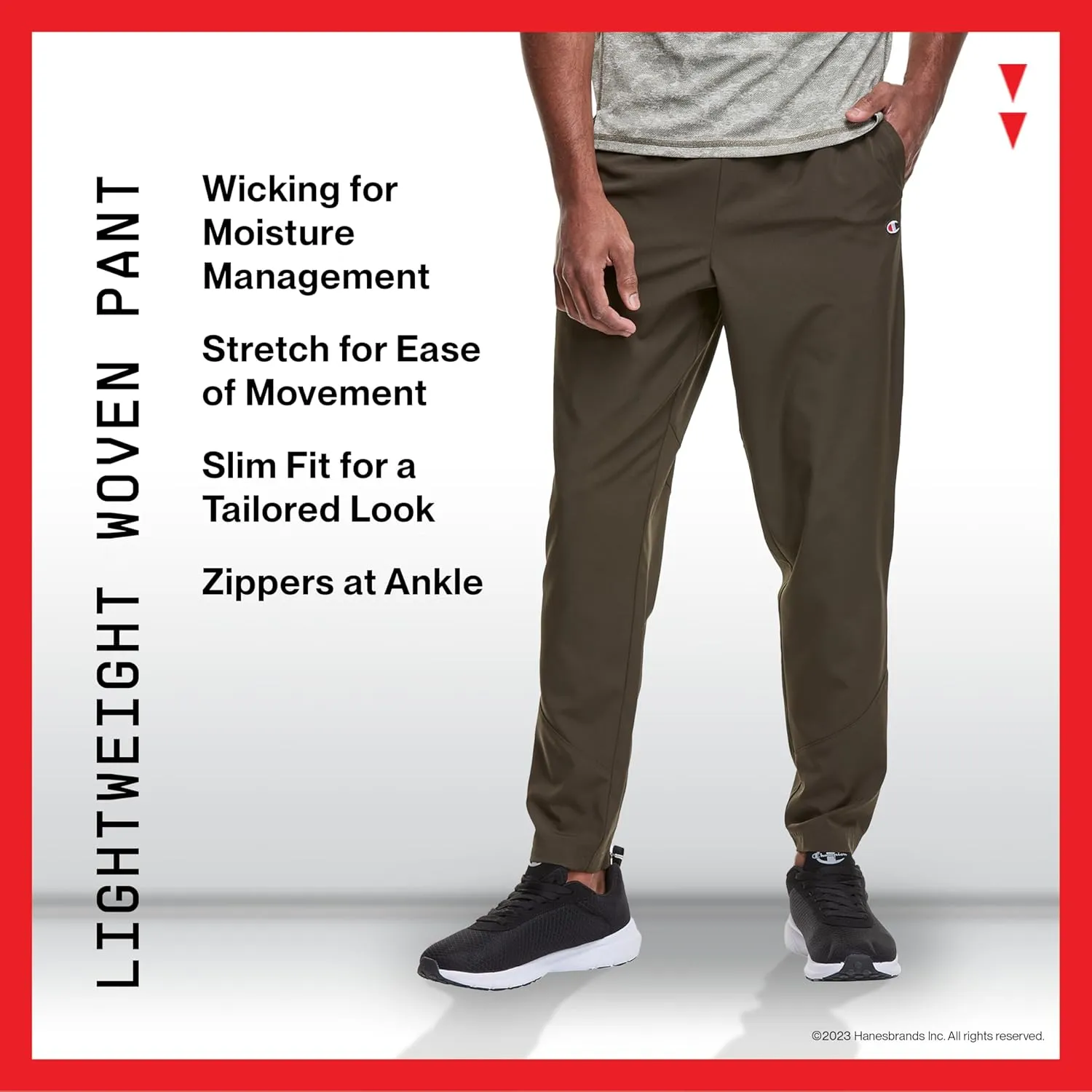 Champion Men's MVP Lightweight Woven Moisture Wicking Athletic Pants, 30.5"