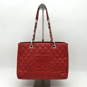 CHANEL Caviar Quilted Grand Shopping Tote GST Red LA41078