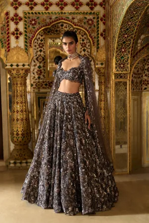 Charcoal Sequin Lehenga Set