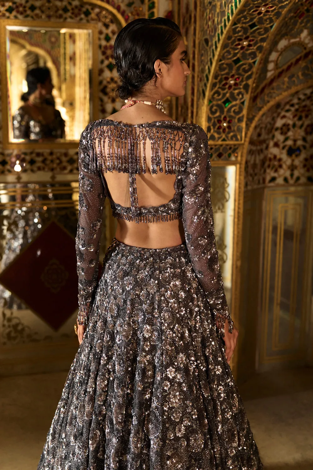 Charcoal Sequin Lehenga Set