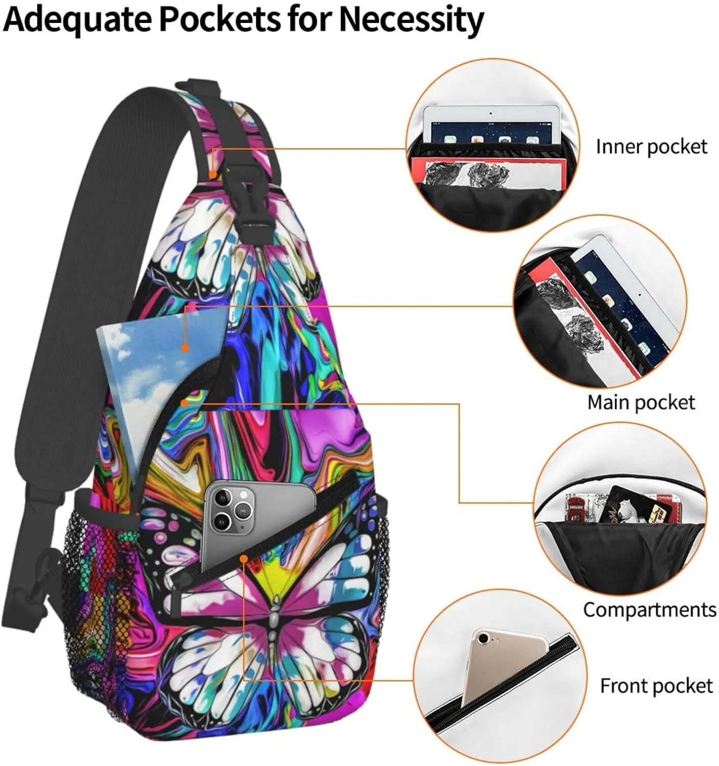 Chest Sling Bag Crossbody Shoulder Backpack Bag Gym Cycling Travel Hiking Daypack Cross Bag