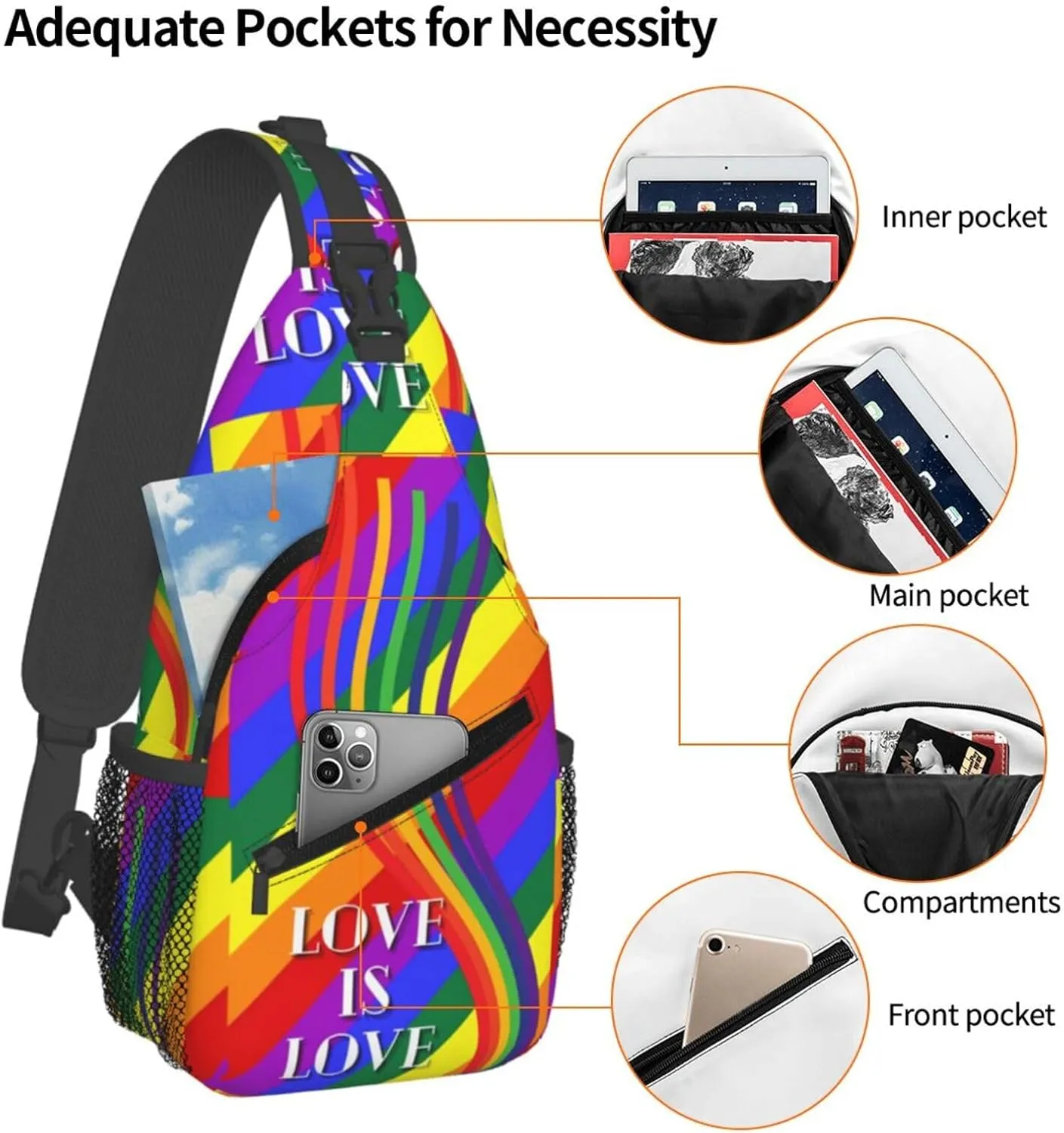 Chest Sling Bag Crossbody Shoulder Backpack Bag Gym Cycling Travel Hiking Daypack Cross Bag