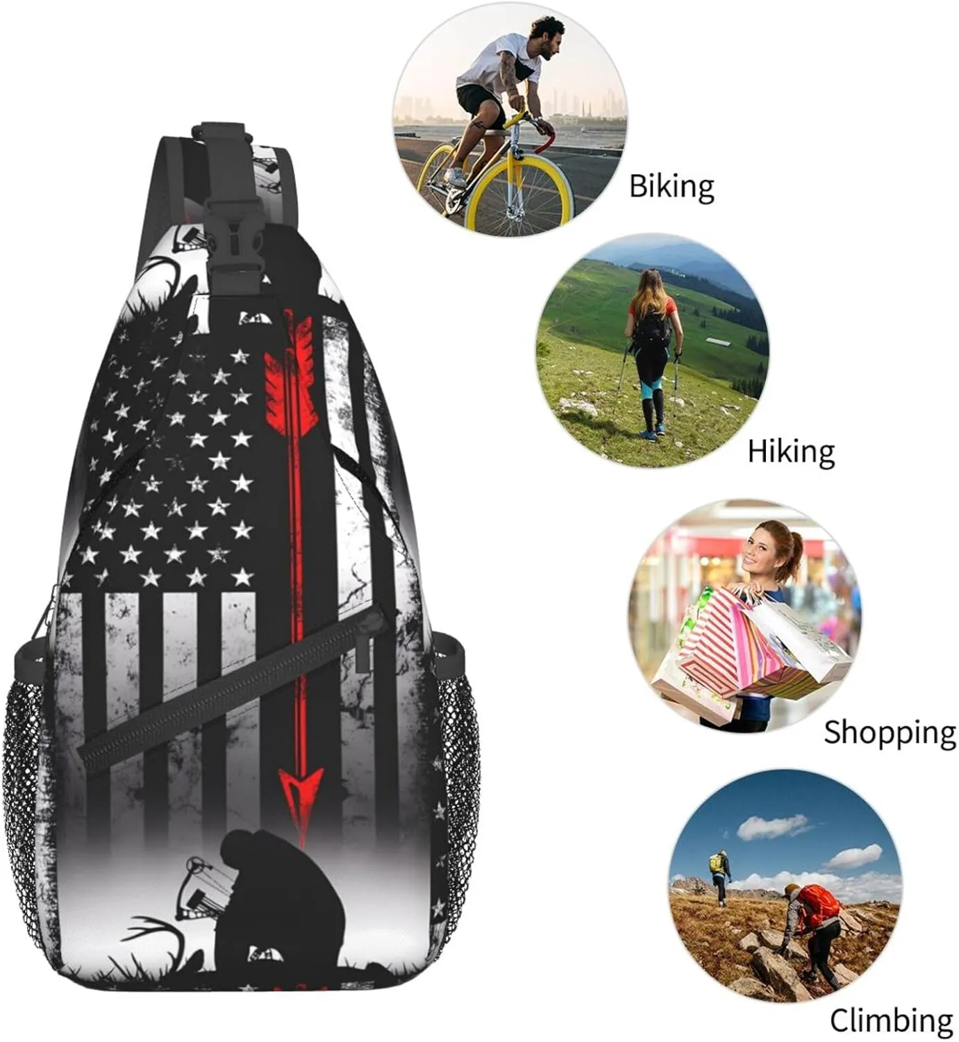 Chest Sling Bag Crossbody Shoulder Backpack Bag Gym Cycling Travel Hiking Daypack Cross Bag