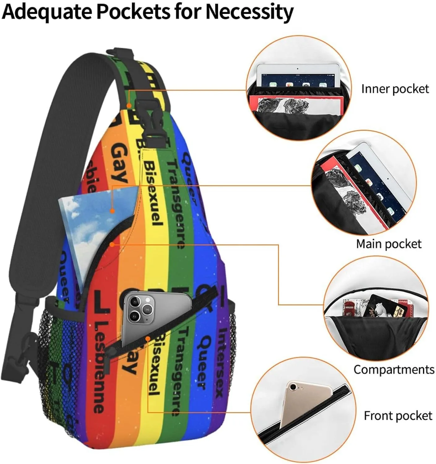 Chest Sling Bag Crossbody Shoulder Backpack Bag Gym Cycling Travel Hiking Daypack Cross Bag