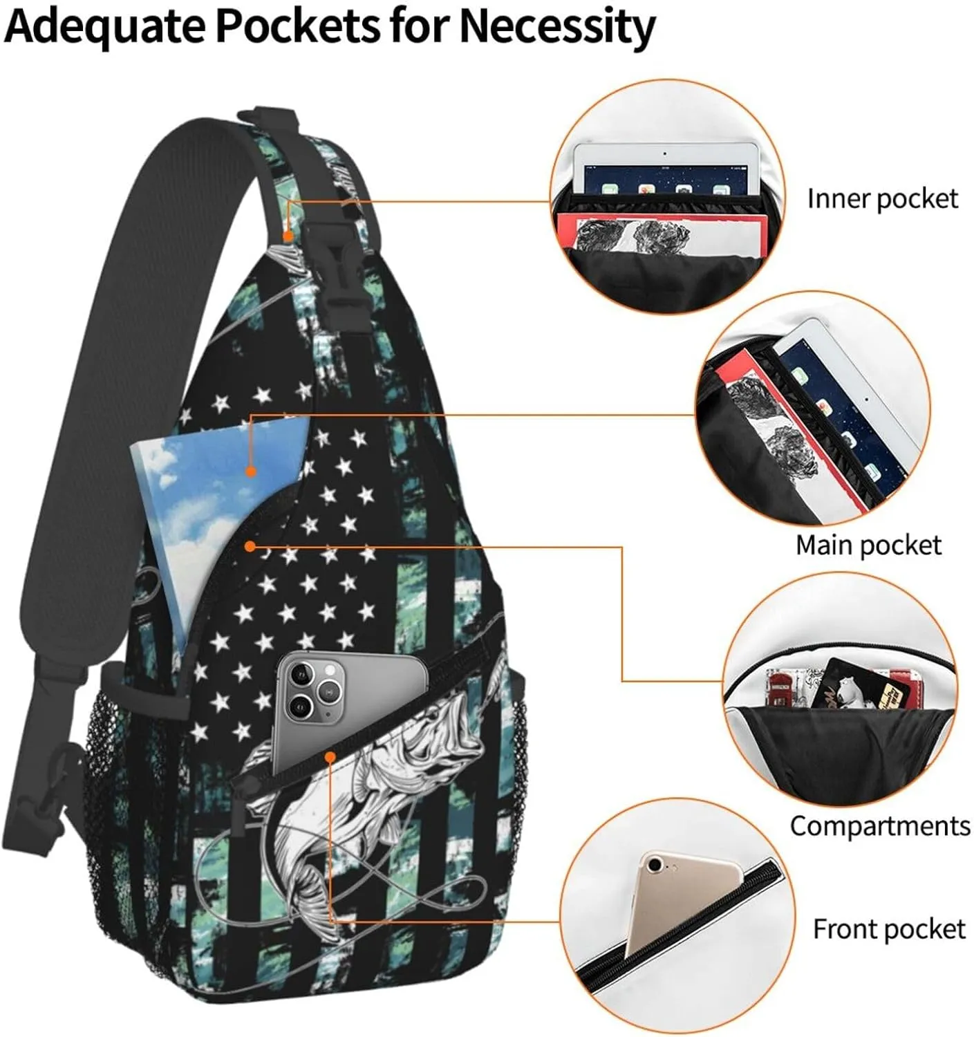 Chest Sling Bag Crossbody Shoulder Backpack Bag Gym Cycling Travel Hiking Daypack Cross Bag