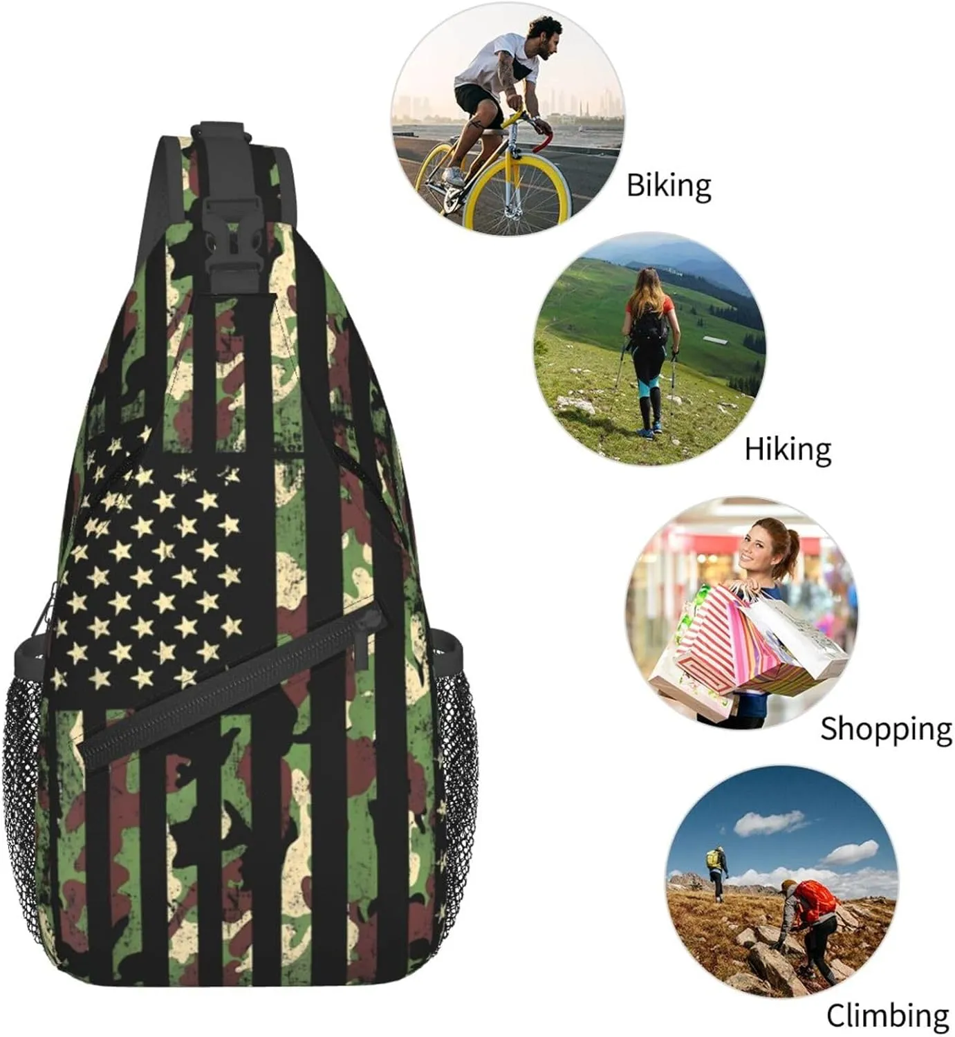 Chest Sling Bag Crossbody Shoulder Backpack Bag Gym Cycling Travel Hiking Daypack Cross Bag