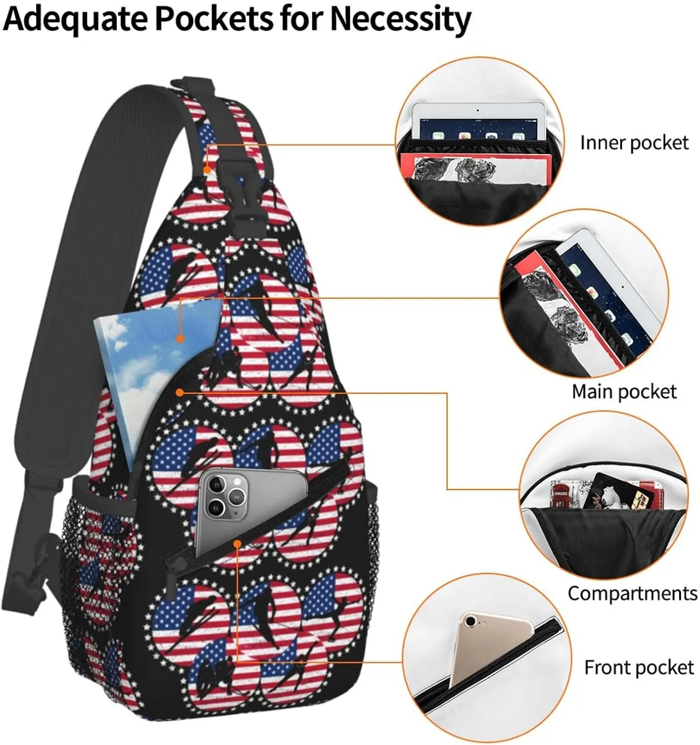 Chest Sling Bag Crossbody Shoulder Backpack Bag Gym Cycling Travel Hiking Daypack Cross Bag