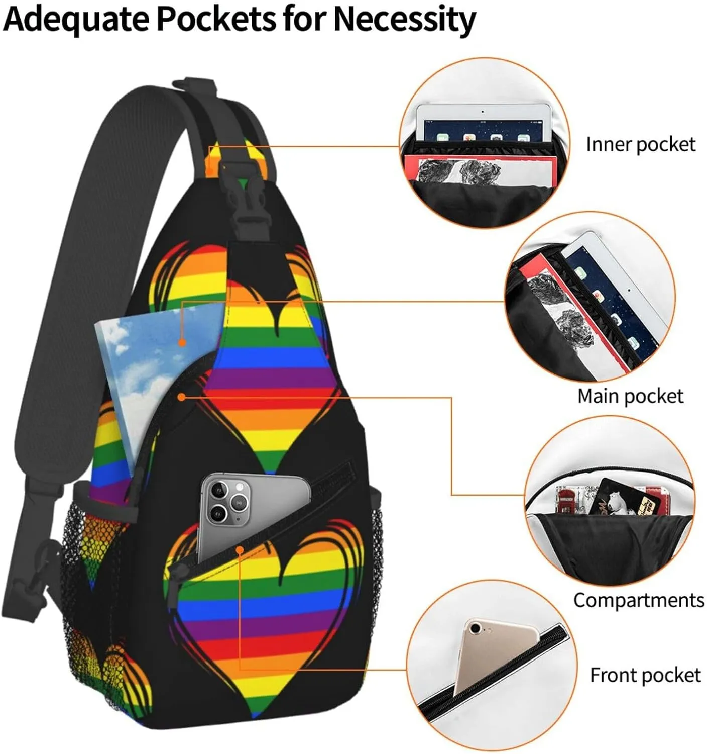 Chest Sling Bag Crossbody Shoulder Backpack Bag Gym Cycling Travel Hiking Daypack Cross Bag