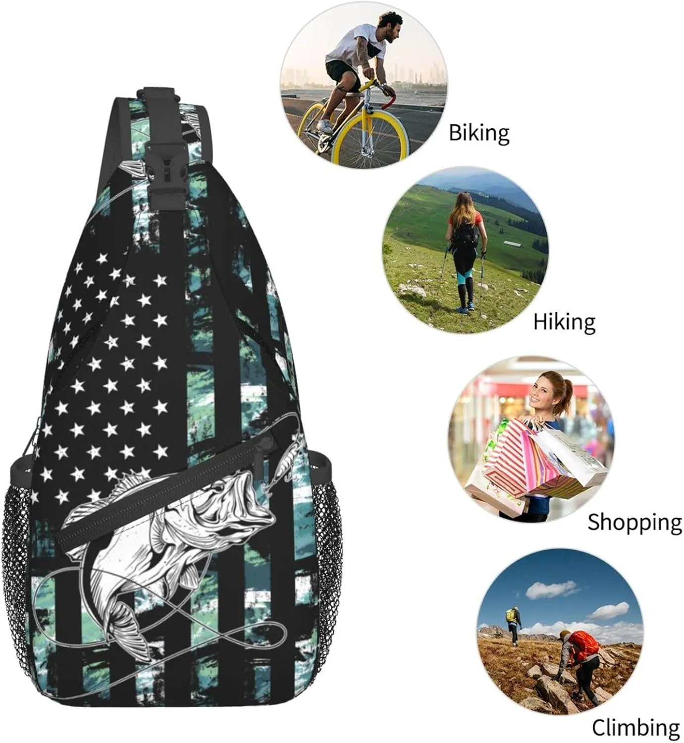 Chest Sling Bag Crossbody Shoulder Backpack Bag Gym Cycling Travel Hiking Daypack Cross Bag