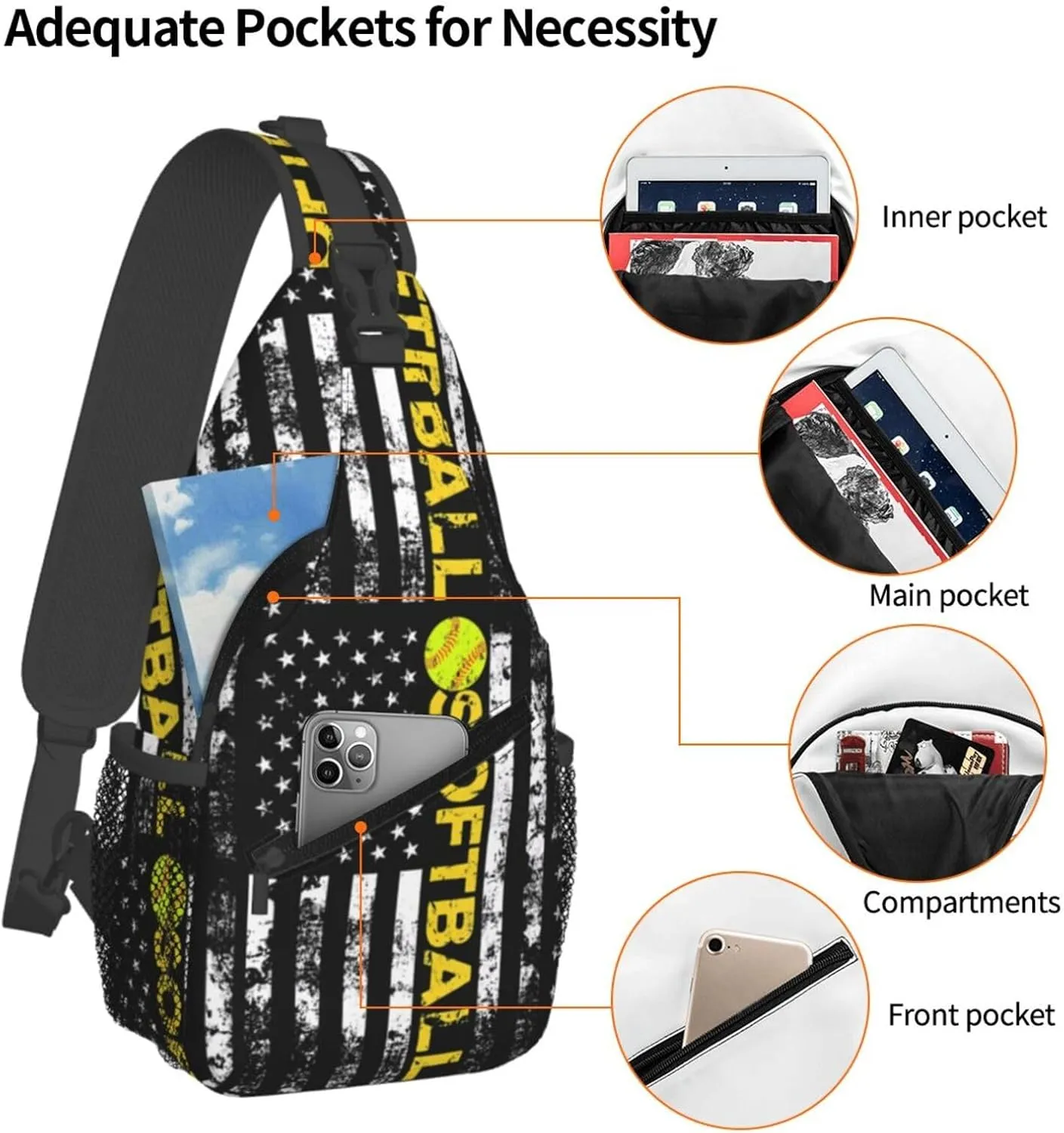 Chest Sling Bag Crossbody Shoulder Backpack Bag Gym Cycling Travel Hiking Daypack Cross Bag