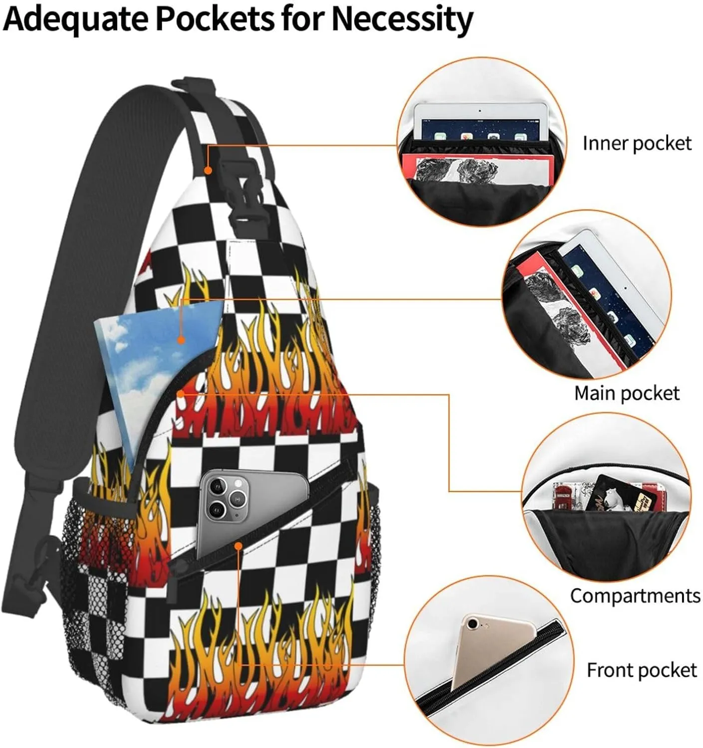 Chest Sling Bag Crossbody Shoulder Backpack Bag Gym Cycling Travel Hiking Daypack Cross Bag