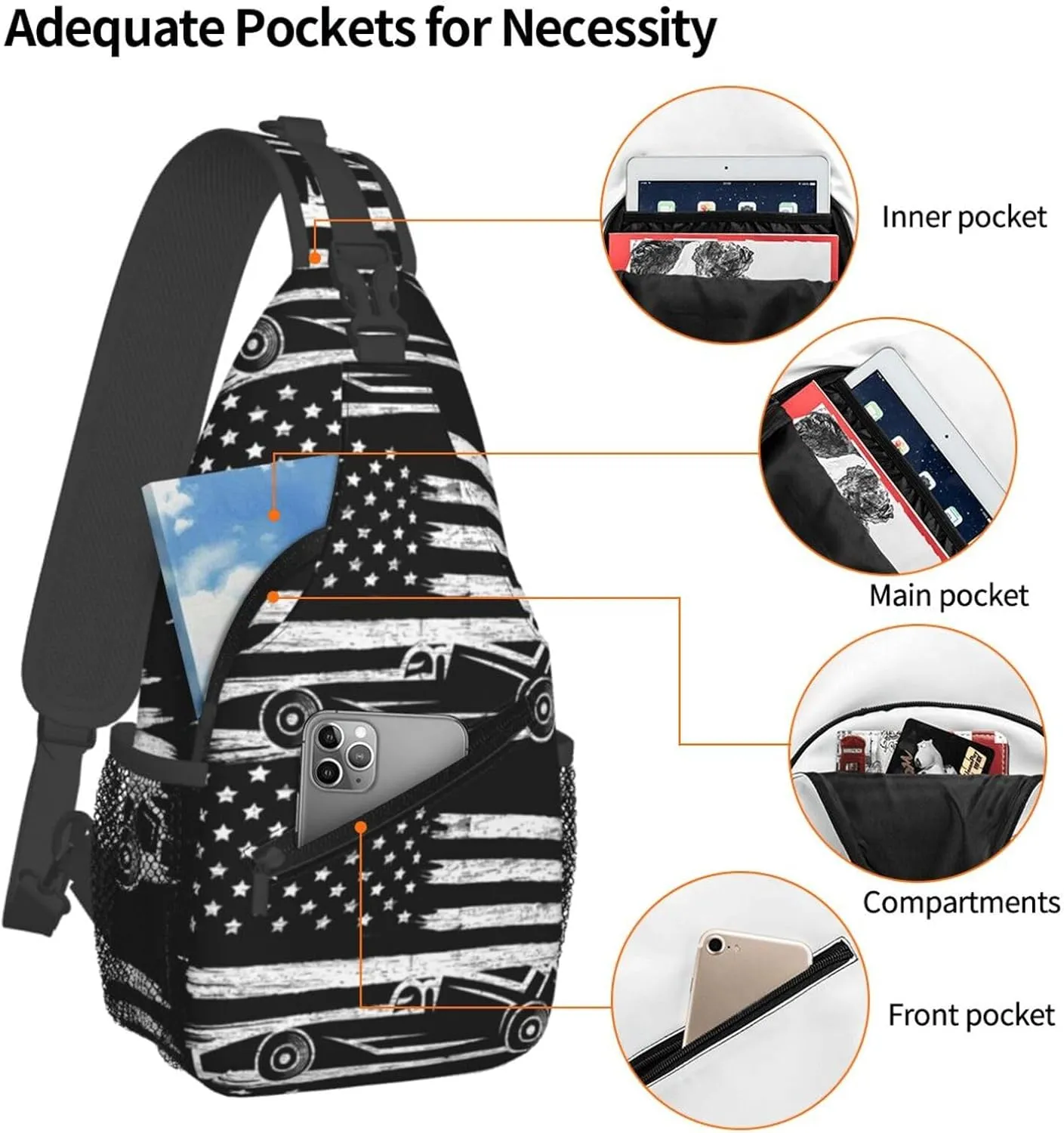 Chest Sling Bag Crossbody Shoulder Backpack Bag Gym Cycling Travel Hiking Daypack Cross Bag