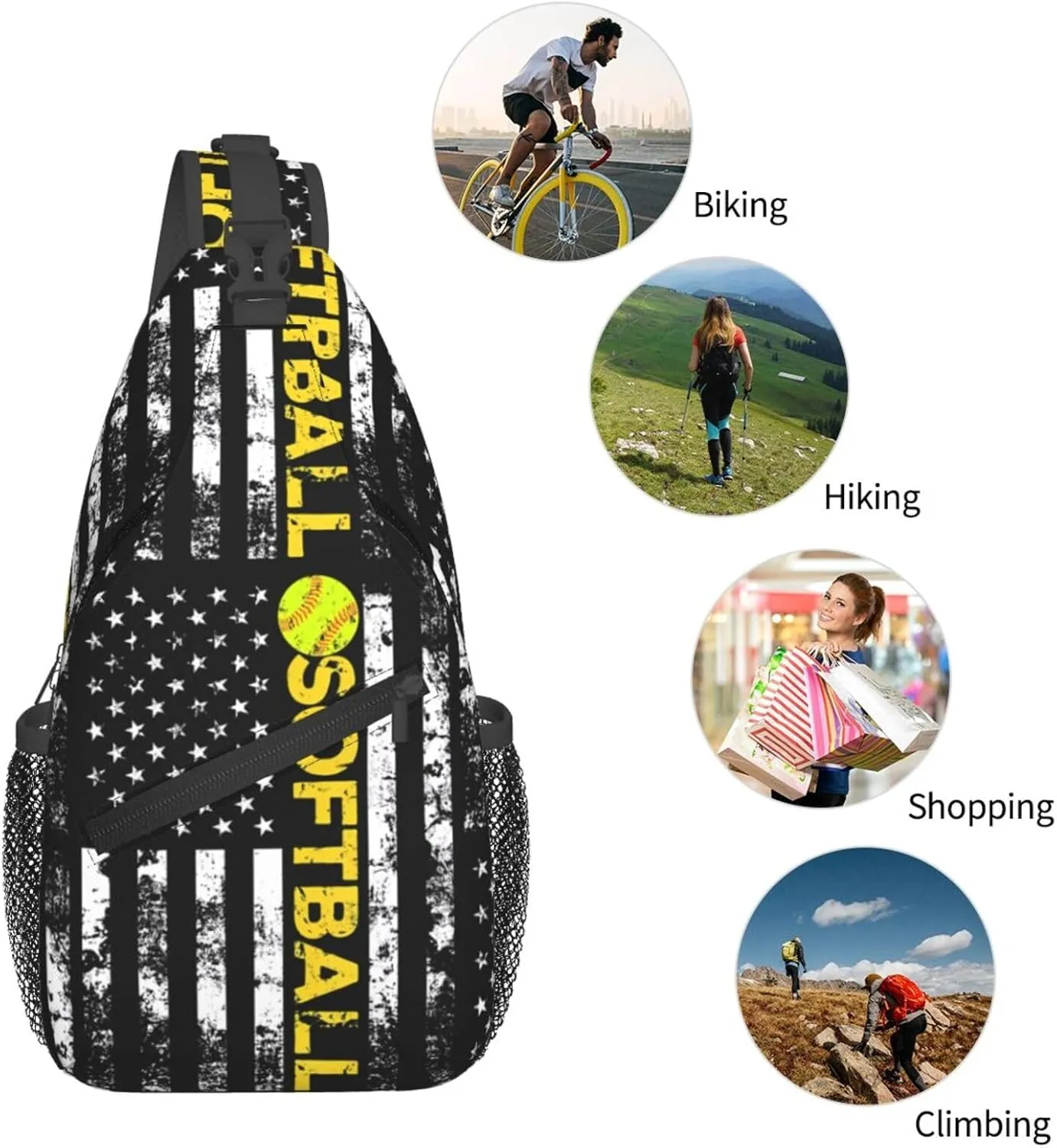 Chest Sling Bag Crossbody Shoulder Backpack Bag Gym Cycling Travel Hiking Daypack Cross Bag