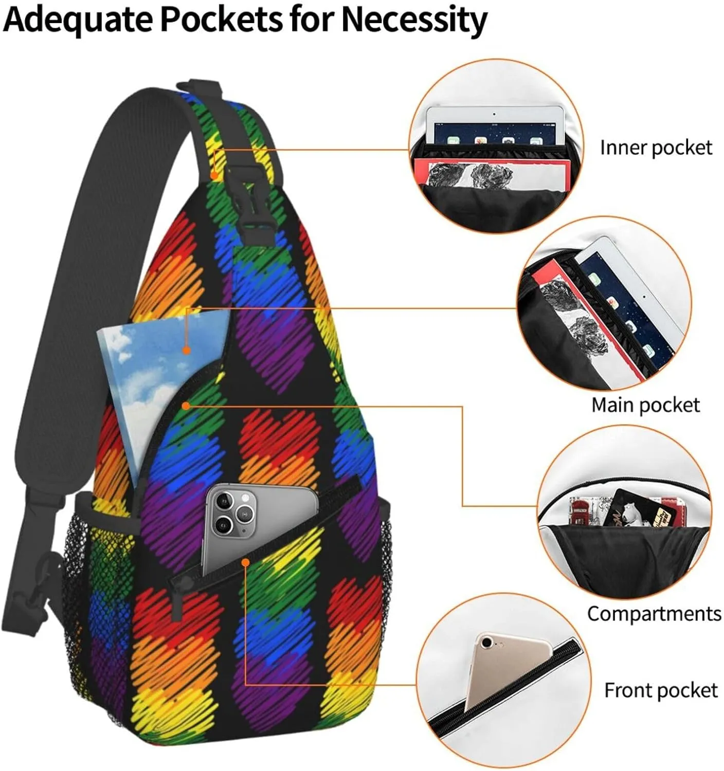 Chest Sling Bag Crossbody Shoulder Backpack Bag Gym Cycling Travel Hiking Daypack Cross Bag