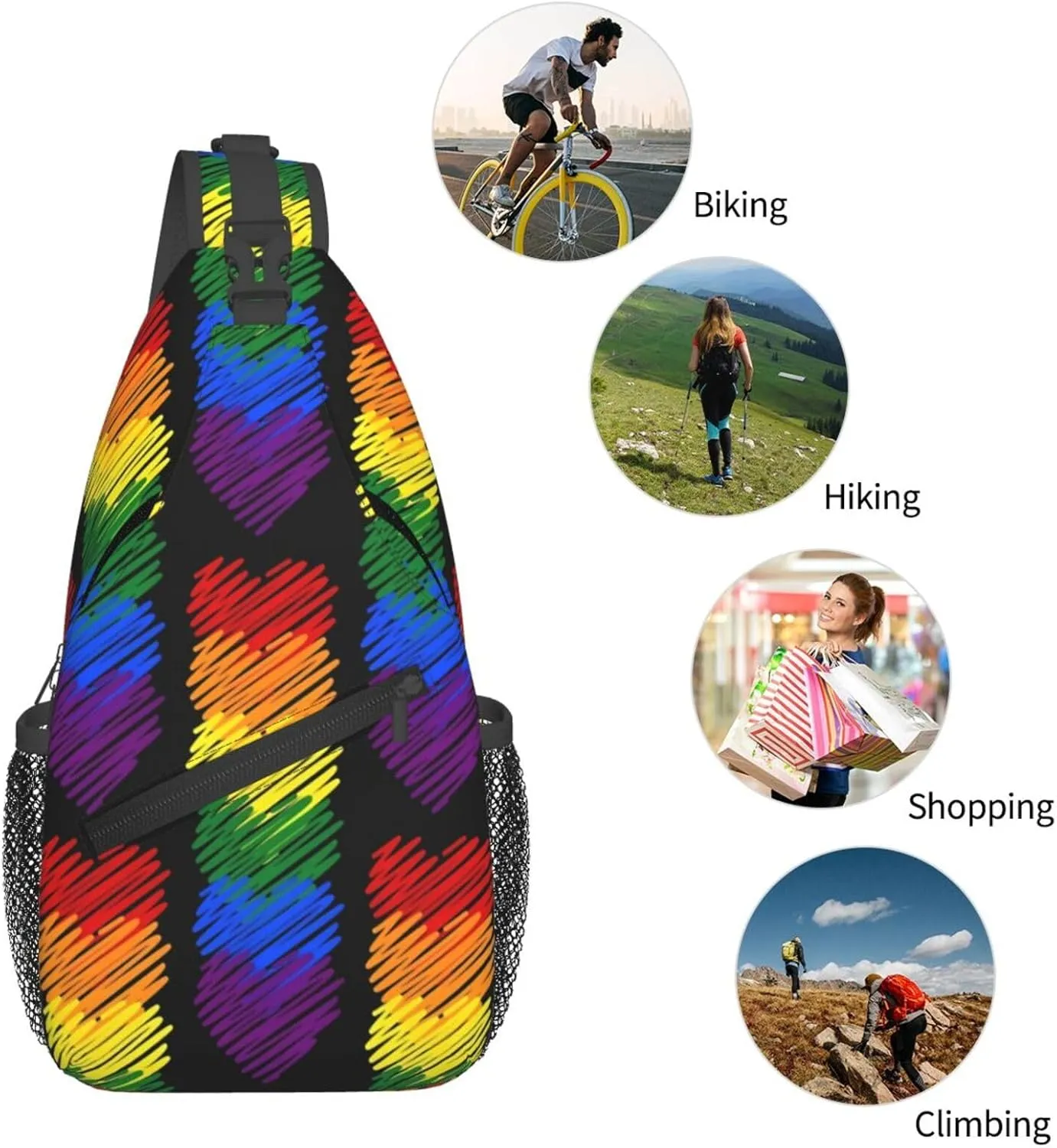 Chest Sling Bag Crossbody Shoulder Backpack Bag Gym Cycling Travel Hiking Daypack Cross Bag