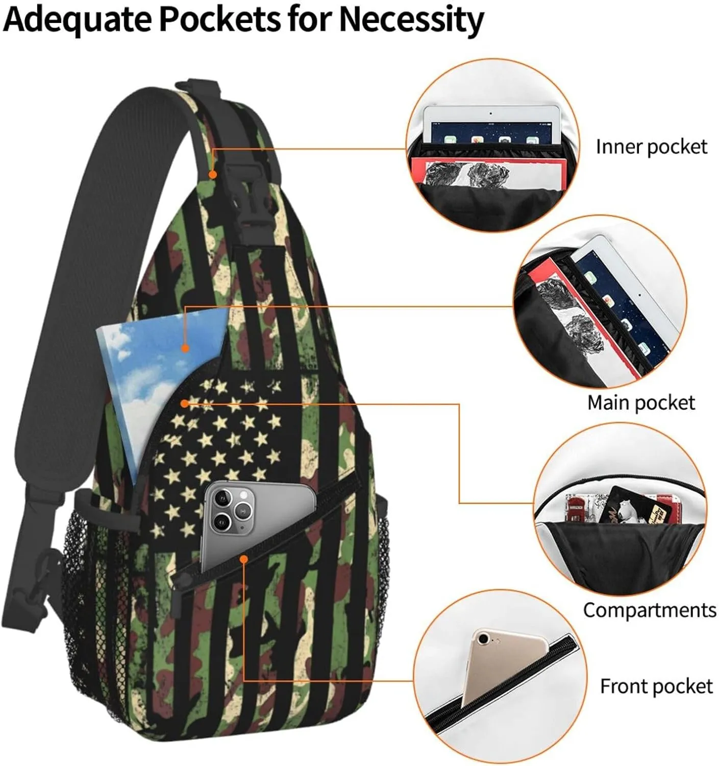 Chest Sling Bag Crossbody Shoulder Backpack Bag Gym Cycling Travel Hiking Daypack Cross Bag