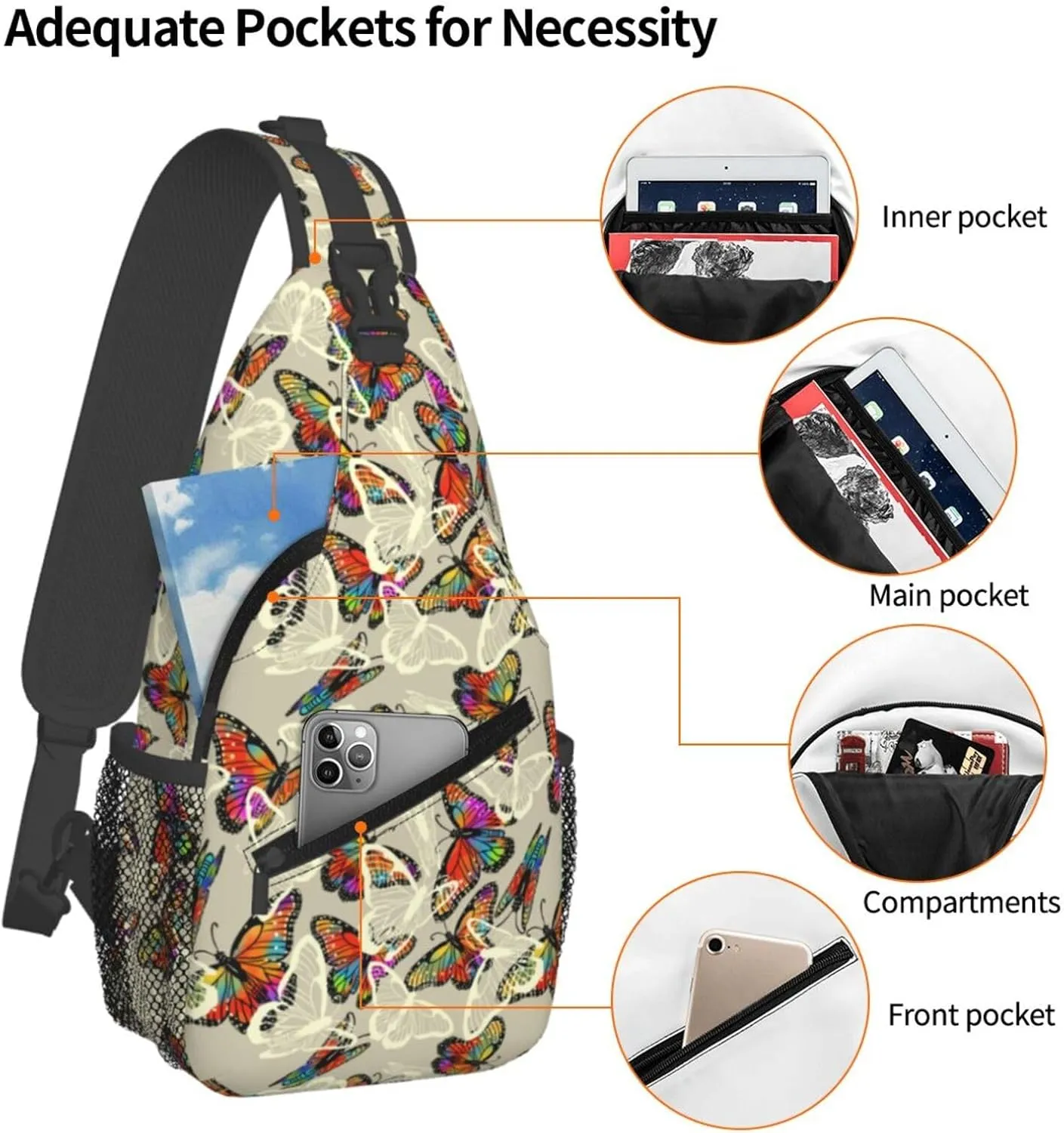 Chest Sling Bag Crossbody Shoulder Backpack Bag Gym Cycling Travel Hiking Daypack Cross Bag
