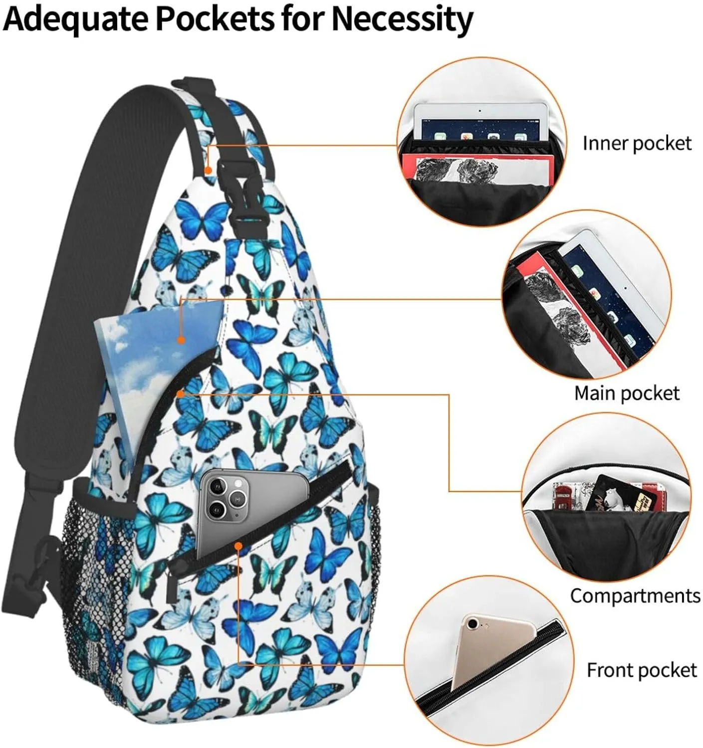 Chest Sling Bag Crossbody Shoulder Backpack Bag Gym Cycling Travel Hiking Daypack Cross Bag