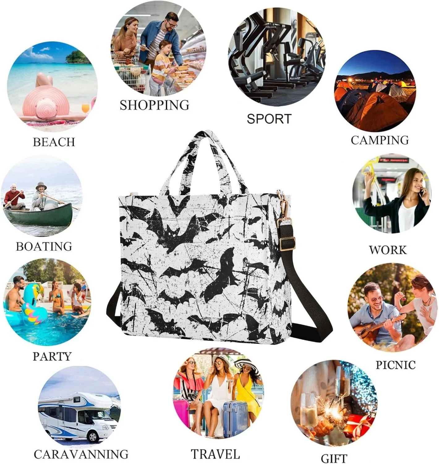 Chic Lifelike Pattern Corduroy Satchel Tote Shoulder Bag for Men Women Weekender Travel Beach Shopping Gym