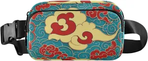 Chinese Culture Cloud Pattern Stylish Crossbody Bag Anti Theft Waist Pack for Women Men Multipurpose with Adjustable Strap for Cycling Hiking Gym bolsa para celular para