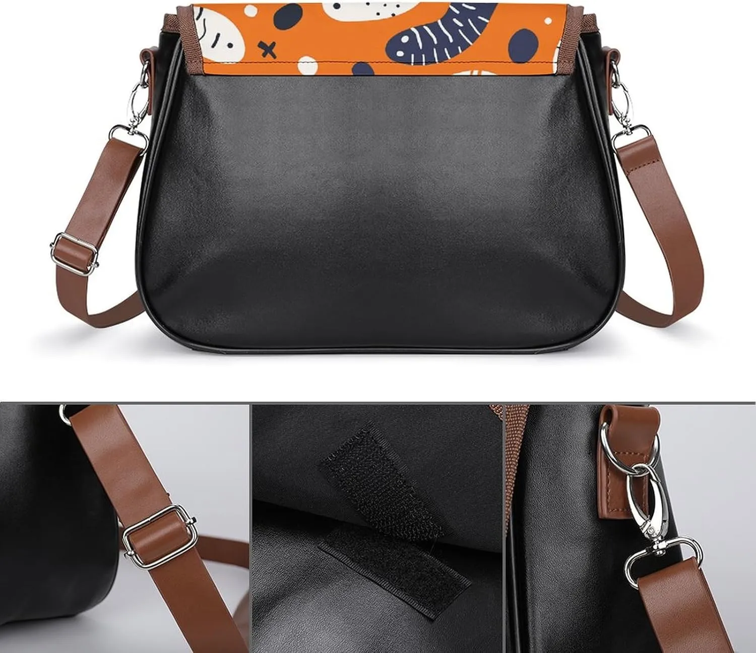 Chinese Style Landscape Crossbody Bags for Women Travel Shoulder Bag Small Leather Cross Body Handbags
