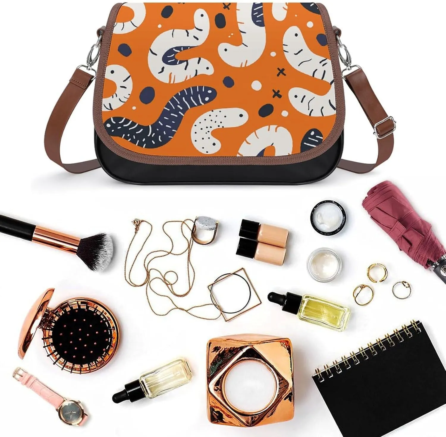Chinese Style Landscape Crossbody Bags for Women Travel Shoulder Bag Small Leather Cross Body Handbags