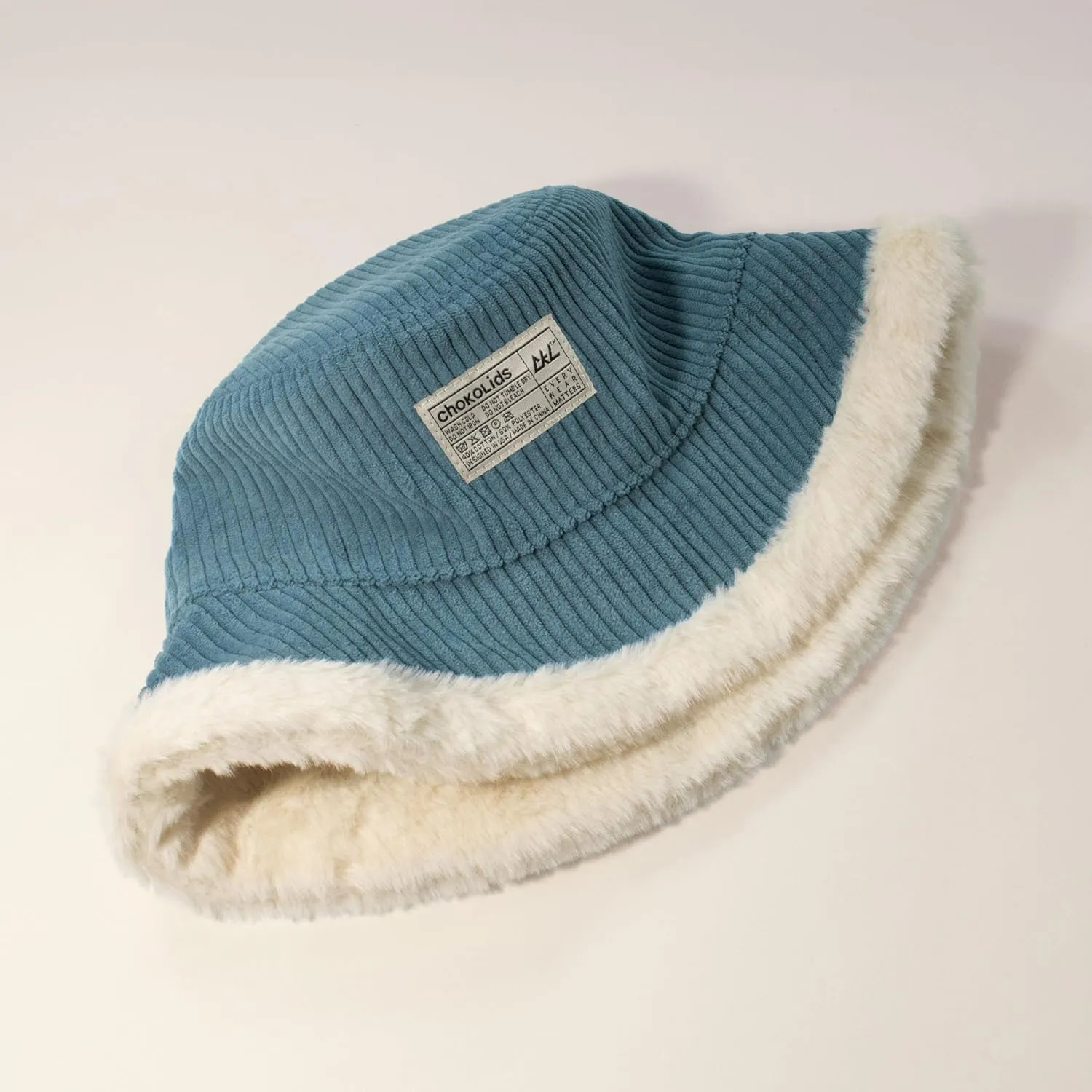CHOK.LIDS Reversible Fur Bucket Hat Elegant Fuzzy Bucket Hat Corduroy Trendy Winter Hat Fluffy Warm Fashionable Fleece