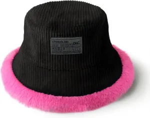 CHOK.LIDS Reversible Fur Bucket Hat Elegant Fuzzy Bucket Hat Corduroy Trendy Winter Hat Fluffy Warm Fashionable Fleece