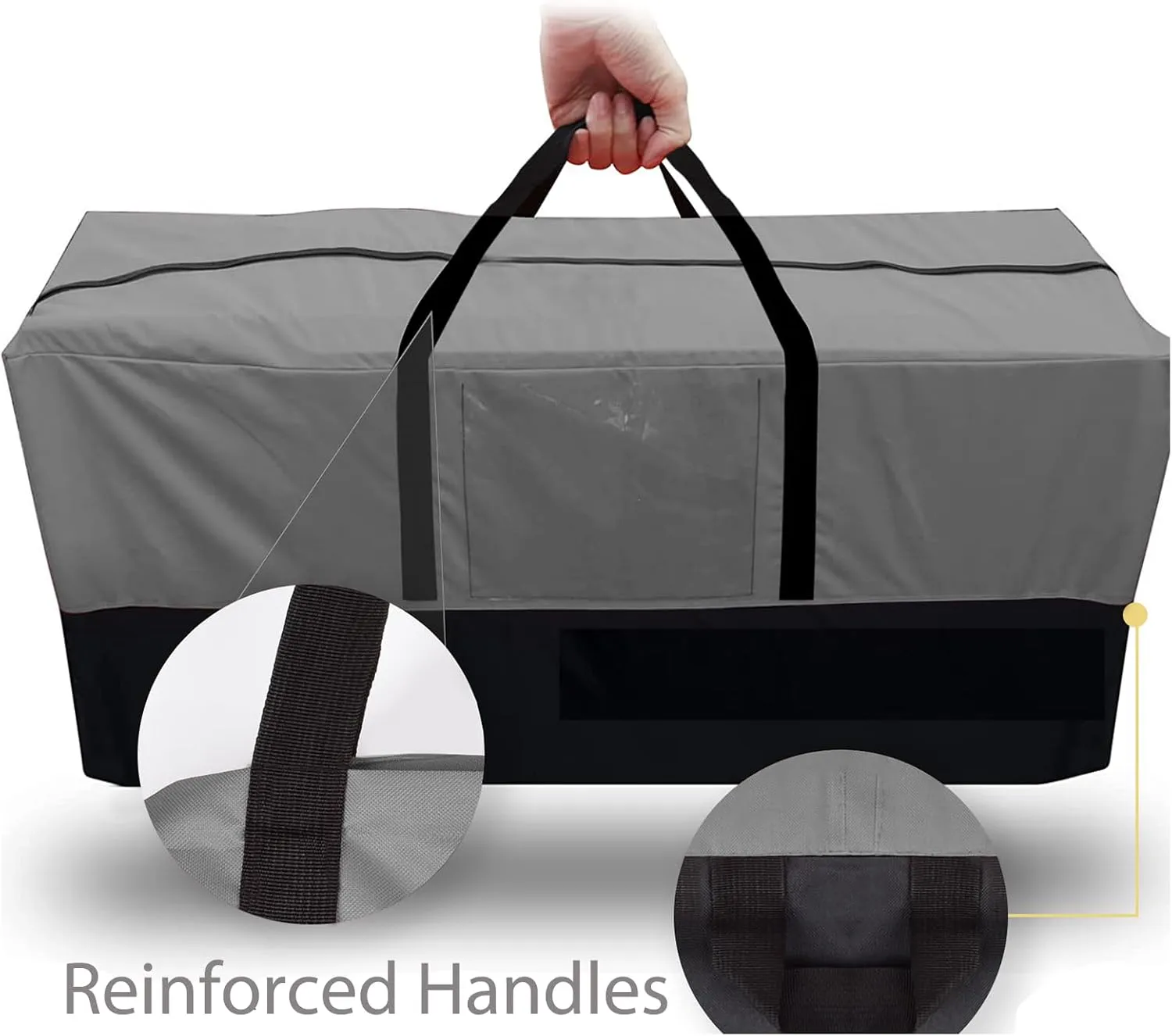 Christmas Tree Storage Bag, Fits Up 10 Ft Tall Artificial Trees-Heavy Duty Holiday Storage Box with Durable Reinforced Handles & Zipper & Transparent Pocket- 600D Oxford Tree Storage Container, Gray