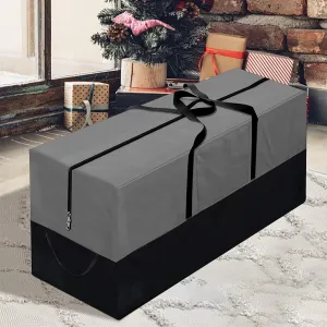 Christmas Tree Storage Bag, Fits Up 10 Ft Tall Artificial Trees-Heavy Duty Holiday Storage Box with Durable Reinforced Handles & Zipper & Transparent Pocket- 600D Oxford Tree Storage Container, Gray
