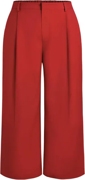 CIDER Mid Waist Pleated Pocket Wide Leg Pants Curve & Plus