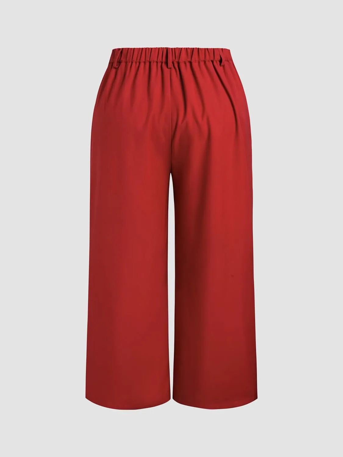 CIDER Mid Waist Pleated Pocket Wide Leg Pants Curve & Plus