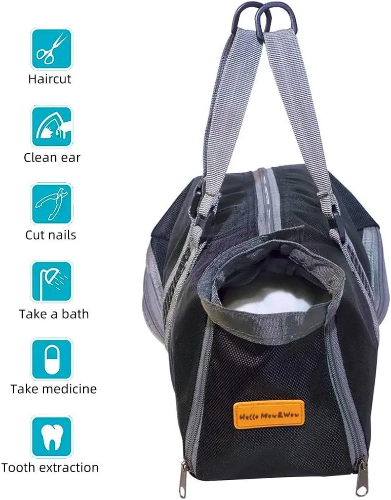 Cinf Cat Nail Clipping Cleaning Grooming Restraint Bag No Scratching Biting for Bathing Nail Trimming Injecting Examining(Black,S)