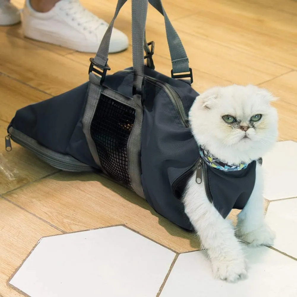 Cinf Cat Nail Clipping Cleaning Grooming Restraint Bag No Scratching Biting for Bathing Nail Trimming Injecting Examining(Black,S)