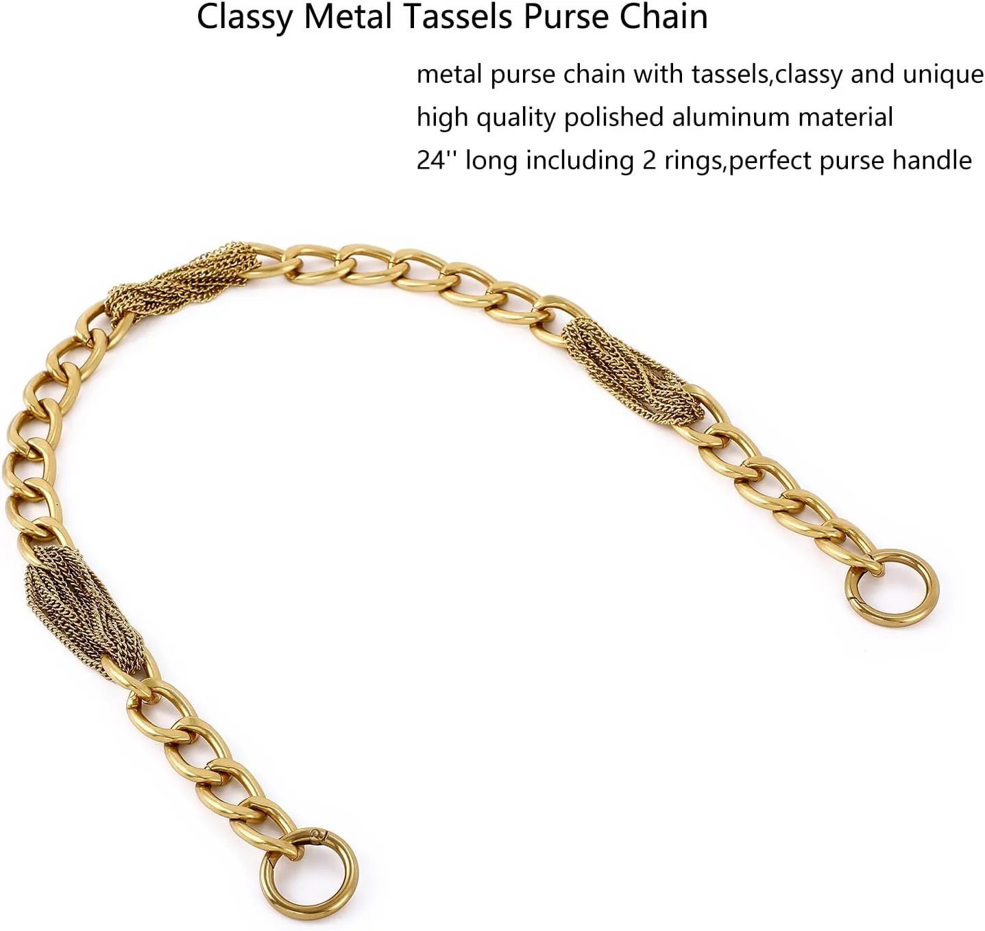 Classy Metal Tassels Bag Chains Purse Handles Shoulder Strap Replacement Charms Accessories (Antique Gold Small 24'')