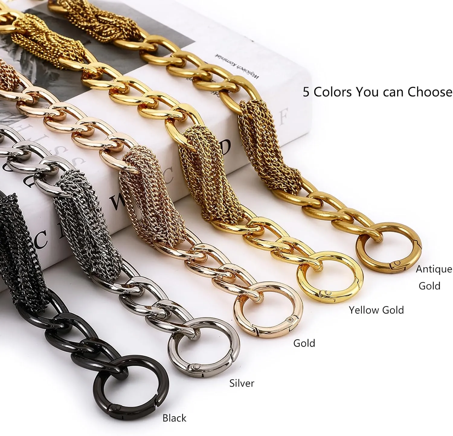 Classy Metal Tassels Bag Chains Purse Handles Shoulder Strap Replacement Charms Accessories (Antique Gold Small 24'')