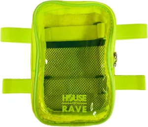 Clear Thigh Bag - Carnival Bag - Neon Thigh Bag w/Mesh Pocket & Double Zipper - Rave Bag for Women - Jelly Phone Holder Bag (Yellow)